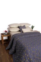 Tara Embroidered Cotton Duvet cover set in Dark Grey & Yellow